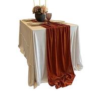 BTF HOME Luxurious Velvet Table Runner, Terracotta 120 Inches Wedding Table Runners, 10ft Velvet Home Party Table Decorations
