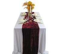 BTF HOME Table Runner 20 x 120 Inches Long Burgundy Wedding Table Runners, Velvet Table Runner for Home Holiday Party Table Decorations 10ft