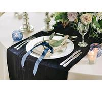 BTF HOME Velvet Table Runner, 10ft Luxurious Wedding Reception Decorations Soft Velvet Fabric Table Linen Overlay for Party (20 x 120 inch, Navy)