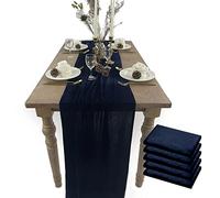 BTF HOME Velvet Table Runner, 5 Pack Luxurious Wedding Reception Decorations Soft Velvet Fabric Table Linen Overlay for Party (20 x 120 inch, Navy)