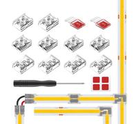 BTF-LIGHTING 10pcs 2PIN 10mm Transparent Connector Kit Strip to Strip connector Strip to Wire Connector T-shaped Connector with Fixed Clips for FCOB SMD Single Color LED Strips Solderless Connection