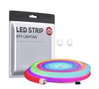 BTF-LIGHTING 3.2FT WS2811 WS2812B IC RGB 360 Degree Round Reticulate Pattern Chasing Color Neon LED Strip Flexible Nylon Silicone IP67 Waterproof Dream Color Rope Light DC5V(No Adapter or Controller)