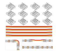 BTF-Lighting 3-Pin 10mm Transparent Solderless Connector Kit - 8x Corner, 4x Gapless, 4x 5.9in Long 22AWG Extension Wires - Supports WS2812B, WS2811, SK6812 LED Strip