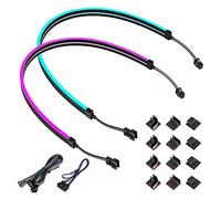 BTF-Lighting 5050 LED NEON PC LED Strip 2PCs 19.7in RGBW GRB LED Strip for 12V 4-Pin RGB LED Header with 12 Pcs Strong Clips IP65 Waterproof Cuttable