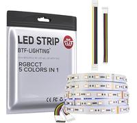 BTF-LIGHTING 5in1 RGBCCT 5050 5M 60LEDs/m 300LEDs RGB+Cold+Warm White LED Strips DC24V Ip30 Non Waterproof White PCB 5 Colour in 1 LED for Room Home Decoration(Strips Only)