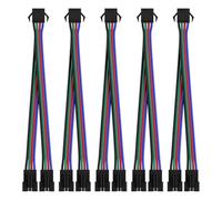 BTF-LIGHTING 5PCS 4PIN SM VShape Connector 1Female to 2Male Extension Cable | 4-pin SM V-shape Y-splitter cable, 15cm 22AWG, 1 female to 2 male. For addressable LED strips like WS2805/WS2815/WS2801