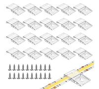 BTF-LIGHTING Clear Strip Light Clips Self Adhesive with Screws Mounting Brackets Holder 20Pcs LED Strong Fixing Clips for 10MM Width Led Strip Lights Fairy Lights String Lights