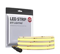 BTF-LIGHTING COB LED Strip Light 1M 528LEDs FCOB Dimmable Light Uniformity Flexible High Density Warm White 24V 10mm Width LED Tape for Bedroom Kitchen Home Interior Decoration(Only LED Strip)
