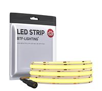 BTF-LIGHTING COB LED Strip Light 1M FCOB 528LEDs Dimmable Light Uniformity Flexible High Density Warm White 12V 10mm Width LED Tape for Bedroom Kitchen Home Interior Decoration(Only LED Strip)
