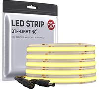 BTF-LIGHTING COB LED Strip Light 5M FCOB 336LEDs/M Flexible High Density Natural White 24V 8mm Width Dimmable Light Uniformity LED Tape for Bedroom Kitchen Home Interior Decoration(Only LED Strip)