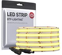 BTF-LIGHTING COB LED Strip Light 5M FCOB 480LEDs/M Dimmable Light Uniformity Flexible High Density Warm White 12V 8mm Width LED Tape for Bedroom Kitchen Home Interior Decoration(Only LED Strip)
