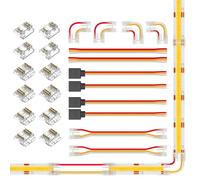 BTF-LIGHTING FCOB 10mm 3PIN Connector Kit for COB CCT (V+ CW WW) LED Strip Lights,L-Shaped/Dual-End with Wire/Gapless/Strip to Wire/3PIN JST Connector,3 Conductor 22AWG Wire