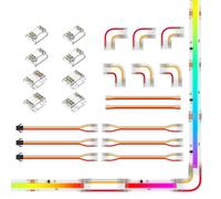 BTF-LIGHTING FCOB 3pin 12mm LED Strip Connector Kit - L-Shaped Dual-End With Wire, SM Female Plug, Gapless - 15cm 22AWG Cable