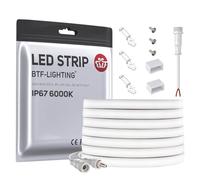 BTF-LIGHTING FCOB Bande flexible de LED haute densité 5M 480LED/M Blanc froid 5000K-6000K 14W/M 24V IP67 Etanche Dimmable Largeur 10mm COB Bande lumineuse LED pour Chambre à coucher Cuisine Décoration