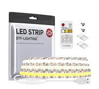 BTF-LIGHTING FCOB CCT USB LED Kit 1M 640leds/m COB FOB CCT White PCB DC5V IP30 Non-Waterproof LED Strip with RF Remote Controller and 2pc Fixing Clips und Screws for DIY Home Decoration