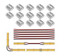 BTF-LIGHTING FCOB COB 8mm 0.31in Connector Kit 14 pcs Transparent Connector 5pcs 15cm Long 20AWG Extensions Cable for gapless Soldering and FCOB LED Light Strip Corner Connections