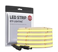 BTF-LIGHTING FCOB Flexible High Density LED Strip 5M 528LEDs/M Natural White 14W/M 24V 10mm Dimmable Malleable FOB COB LED Light Tape for Bedroom Kitchen Home Interior Decoration(Only Strip)