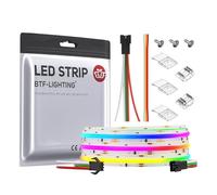 BTF-LIGHTING FCOB SPI RGB Flexible High Density LED Strip COB WS2811 IC LED Strip 3M 720LEDs/m 21W/M DC12V White PCB IP30 Chasing Colour(Without Controller and Power Supply)