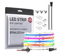 BTF-LIGHTING FCOB SPI RGBNW(4000K) Flexible High Density LED Strip COB WS2814 IC RGBW LED Strip 5M 896LEDs/m DC24V White PCB IP30 Chasing Colour(Without Controller and Power Supply)