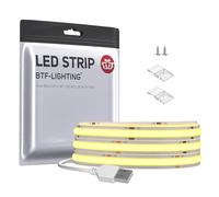 BTF-LIGHTING FCOB USB LED Strip 1m 320LEDs/m Cold White 6000k COB FOB LED Strip DC5V Without Dimmer RA>90 Flexible High Density for TV PC Backlight Bedroom DIY Interior Decoration