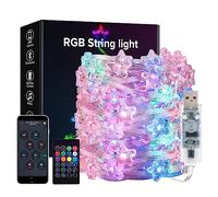 BTF-LIGHTING RGB IC Intelligent String Lights 10M 66LEDs Transparent Cable Transparent Star USB LED Light IP65 Waterproof with IR Remote Control Music Mode Timer Tracking Effect for Home Decoration
