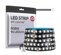 BTF-LIGHTING RGBWW LED Strip 5050SMD RGBW 4IN1 LED Tape RGB+Warm White 24V | 5m 96LEDs/m Black PCB IP65 Waterproof LED Tape for Indoor Lighting not Content Controller Power Supply