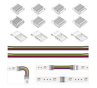BTF-Lighting SMD 6 Pin 12mm 0.47in Width Transparent Connector Kit,4xGapless Solderless 8pcs Corner Connector, 4pcs 5.9in Long 22AWG Extension Wires,Support 5050 SMD RGBCCT LED Strip