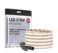 BTF-LIGHTING Super Bright High Lumen FCOB COB LED Strip 3000K Warm White 1957LM/M 24V 5M 480LEDs/m CRI90+ 10mm Width Dimmable Flexible Tape Light for Kitchen Cabinet Bedroom Home Decor(Only Strip)