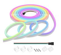 BTF-LIGHTING T0817 Neon LED Strip WS2811 IC RGB Addressable 5M 54IC 108LEDs/M IP67 Waterproof Flexible Running Colour Neon LED Tube for Wall Indoor Decor DC24V (Neon LED Strip Only)