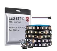 BTF-LIGHTING WS2805 RGBCCT IC LED Strip 5050SMD Addressable Dual Signal LED Tape 5M 84LEDs/M DC24V Flexible Chasing Dream Color Black PCB IP65 for DIY Decoration(No Controller Power Supply)