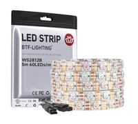 BTF-LIGHTING WS2812B Gold Wire 16.4ft 5m 60LEDs/Pixels/m Individually Addressable 5050SMD LED Strip White PCB Full Color Flexible LED Pixel Strip Dream Color IP65 Waterproof DC5V
