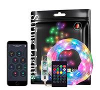 BTF-LIGHTING WS2812B RGB IC 2M Intelligent String Light Kit 20LEDs IP67 Waterproof Transparent Wire USB LED String Lights with IR LED Controller for Home Decoration Party