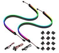 BTF-LIGHTING WS2812B RGB Individually Addressable LED NEON RGB PC LED Strips 2PCs 19in for 5V 3Pin RGB LED Headers with 12 Pieces Strong Holders for 10mm Wide LED Strips