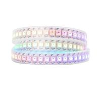 BTF-LIGHTING WS2815 IP67 Waterproof Upgraded WS2812B Individually Digital Addressable 3.2ft 144 Pixels RGB LED Flexible Strip Light 5050 SMD Dual Signal Magic Dream Color DC12V White PCB