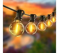 btfarm 15M/49FT Garden Lights Mains Powered Outdoor with Remote, 18+1 LED Festoon String Lights Timer Dimmable, Shatterproof G40 Bulbs Waterproof Outside Lighting for Gazebo Pergola Patio Wedding