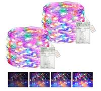 btfarm 2 Pack Fairy Lights Battery Operated with Timer Dimmable, 8 Modes String Lights USB Powered, 5 M 50 LED Christmas Wire Lights Waterproof for Xmas Tree Indoor Outdoor Bedroom Decor, Multicolored