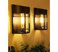 btfarm 【2 Pack】 Solar Fence Lights Outdoor Garden, Solar Outdoor Wall Lights Waterproof Retro LED Wall Lights for Garden Fence Patio Decking Gate Yard Decoration (Warm White)