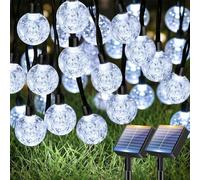 btfarm 2 Pack Solar Lights Outdoor Garden, 12.5M/41FT 50 LED Solar Powered String Lights Waterproof, 8 Modes Crystal Ball Fairy Light for Garden Patio Yard Tree Christmas Party, Cool White