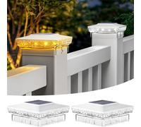 btfarm 2 Pack Solar Post Cap Lights Outdoor, 2 Mode 16 LED Fence Post Light Fit 4x4 3.5x3.5 Wooden/Vinyl, Waterproof Bright Solar Powered Lights Outside for Deck Patio Porch Garden Decoration, White