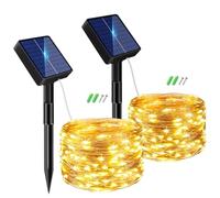 btfarm 2 Pack Solar String Lights Outdoor Garden, Total 12M 120 LED Fairy Lights Solar Powered 8 Modes, Copper Wire Solar Lights for Decorating Garden, Yard, Tree, Christmas, Warm White