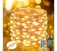 btfarm 20M 200LED Fairy Lights Plug in with Remote, Timer String Lights Mains Powered, 8 Modes Copper Wire Christmas Lights for Indoor/Outdoor, Tree, Bedroom, Wedding, Garden Decorations (Warm White)