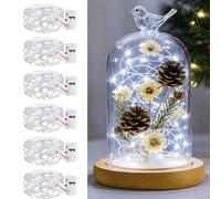 btfarm 3 Modes Fairy Lights Battery Operated with Timer, 6 Pack 2M 20 LED String Light Battery Powered, Waterproof Silver Wire Small Lights Indoor Outdoor Decor for Christmas Jars Bedroom, Cool White