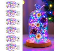 btfarm 3 Modes Fairy Lights Battery Operated with Timer, 6 Pack 2M 20 LED String light Battery Powered, Waterproof Silver Wire Small Lights Indoor Outdoor Decor for Christmas Jars Party, Multicoloured