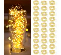 btfarm 30 Pack Fairy Lights Battery Operated, 2M/7FT 20LED Small String Lights Waterproof Mini Silver Wire Lights Indoor Outdoor for Jars Bedroom Christmas Wedding Party Bottle, Warm White