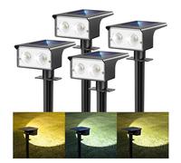 btfarm 4 Pack Solar Lights Outdoor Garden, 3000K/4500K/6000K Solar Spot Lights 3 Modes IP65 Waterproof Garden Spotlights Solar Powered, Auto ON/Off for Yard Driveway Pathway Landscape Lawn
