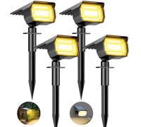 btfarm 4 Pack Solar Lights Outdoor Garden, 72 LED Solar Spot Lights 3 Modes IP65 Waterproof Garden Uplighters Solar Powered, Auto ON/Off Spotlight for Yard Driveway Pathway Landscape Warm White