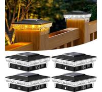 btfarm 4 Pack Solar Post Lights with 16 LED, 2 Color Modes Fence Post Lights Solar Powered Waterproof, 4x4 Post Cap Lamp Lighting Fits Vinyl Wooden Post for Patio Garden Deck Yard, Warm/Cool White