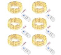 btfarm 6 Pack Fairy Lights Battery Operated with Timer, 2M 20 LED Mini String Lights Waterproof, 3 Modes Silver Wire Small Fairy Light for Jars Bottle Vases Christmas Table Decoration, Warm White