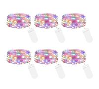 btfarm 6 Pack LED Fairy Lights Battery Operated, 2M 20 LED Small String Lights Battery Powered Waterproof, Mini Silver Wire Fairy Lights Decor for Indoor Outdoor Jar Bedroom Christmas, Coloured