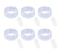 btfarm 6 Pack LED Fairy Lights Battery Operated, 2M 20LED Small String Lights Battery Powered Waterproof, Mini Silver Wire Fairy Light Decor for Indoor Outdoor Jars Bedroom Wedding, Cool White